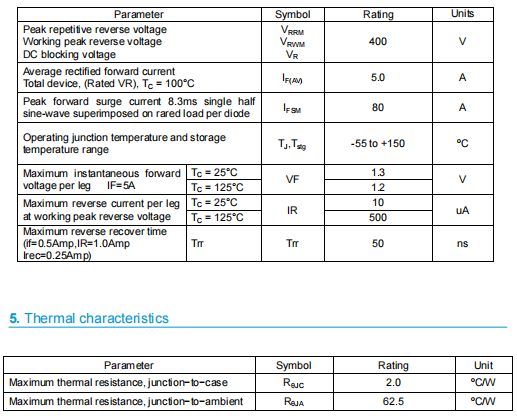 5a400v快恢復二極管,05tb40