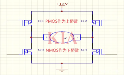 h橋驅動電路,電機正反轉,電路圖詳解-KIA MOS管